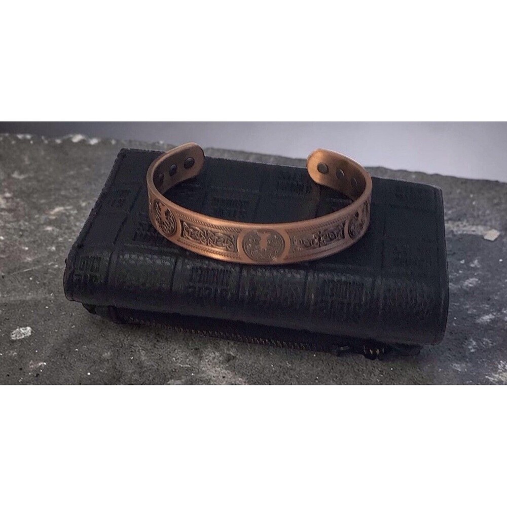 Solid Copper Magnetic Bracelet Tree of Life - Pain Relief Energy Cuff, Lg-7”